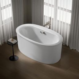 Kohler Sunstruck 60'' x 34'' freestanding bath with Bask heated surface and straight shroud - White - image 2