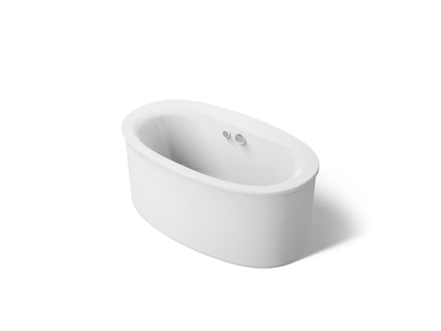Kohler Sunstruck 60'' x 34'' freestanding bath with Bask heated surface and straight shroud - White