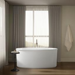 Kohler Sunstruck 60'' x 34'' freestanding bath with Bask heated surface and straight shroud - White - image 4