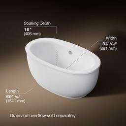 Kohler Sunstruck 60'' x 34'' freestanding bath with fluted shroud - White - image 3