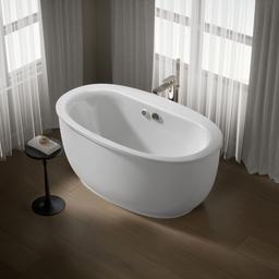 Kohler Sunstruck 60'' x 34'' freestanding bath with Bask heated surface and fluted shroud - White - image 2