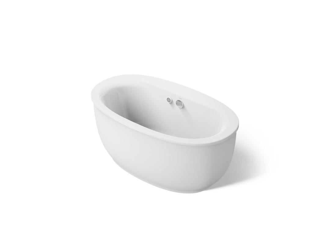 Kohler Sunstruck 60'' x 34'' freestanding bath with Bask heated surface and fluted shroud - White by Kohler