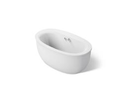 Kohler Sunstruck 60'' x 34'' freestanding bath with Bask heated surface and fluted shroud - White - image 1