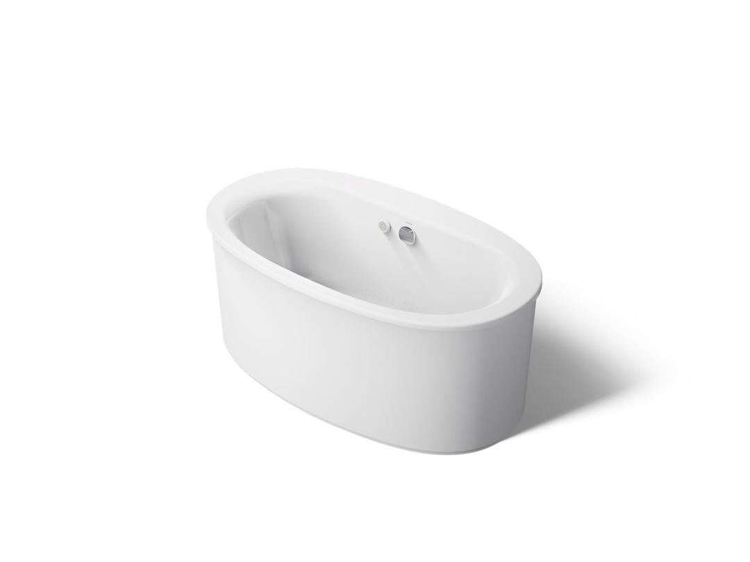 Kohler Sunstruck 60-1/2'' x 34-1/2'' freestanding Heated BubbleMassageE air bath with straight shroud - White by Kohler