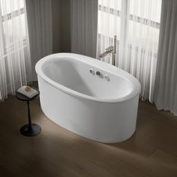 Kohler Sunstruck 60-1/2'' x 34-1/2'' freestanding Heated BubbleMassageE air bath with Bask heated surface and straight shroud - White - image 2