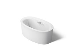 Kohler Sunstruck 60-1/2'' x 34-1/2'' freestanding Heated BubbleMassageE air bath with Bask heated surface and straight shroud - White - image 1