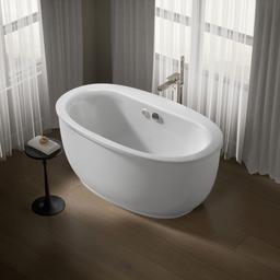 Kohler Sunstruck 60-1/2'' x 34-1/2'' freestanding Heated BubbleMassageE air bath with fluted shroud - White - image 2