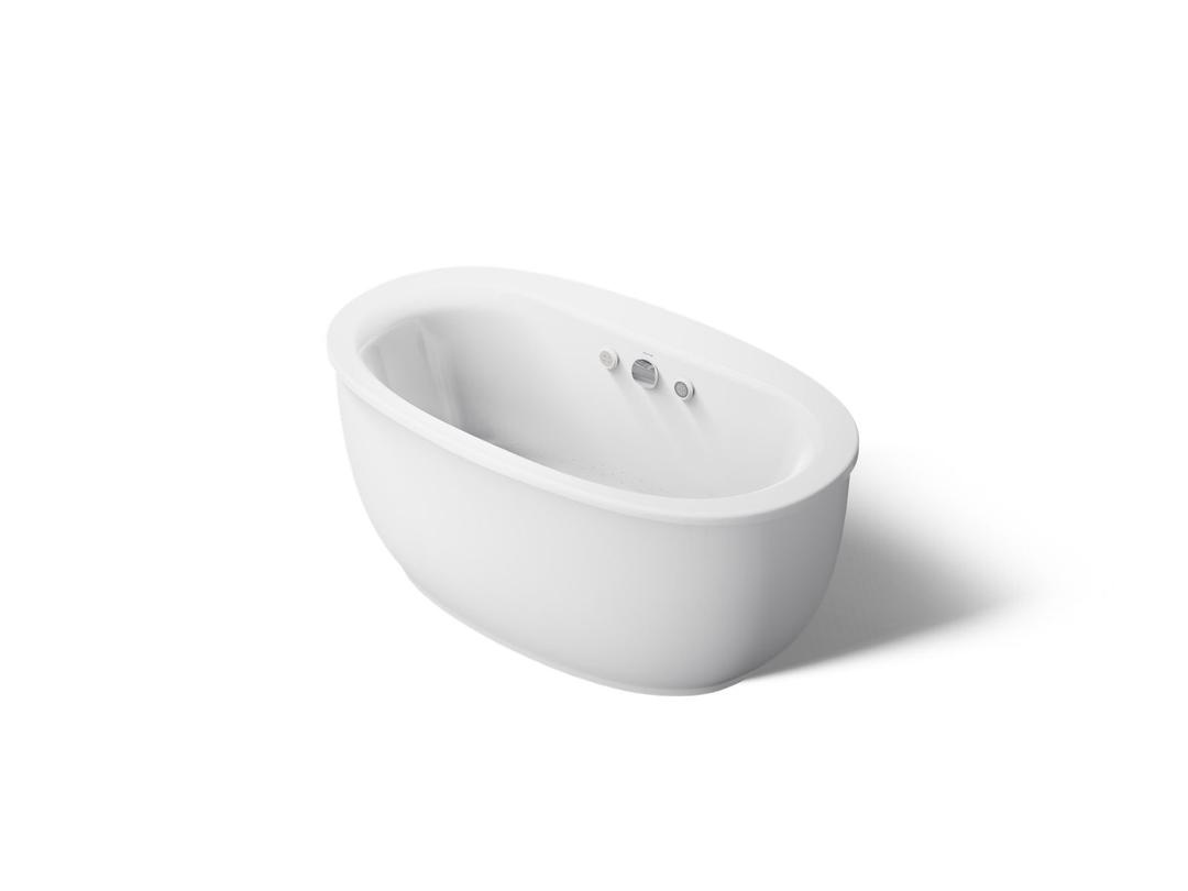 Kohler Sunstruck 60-1/2'' x 34-1/2'' freestanding Heated BubbleMassageE air bath with Bask heated surface and fluted shroud - White by Kohler