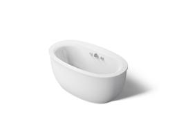 Kohler Sunstruck 60-1/2'' x 34-1/2'' freestanding Heated BubbleMassageE air bath with Bask heated surface and fluted shroud - White - image 1
