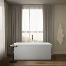 Kohler Stargaze 60'' x 34'' freestanding bath with straight shroud - White - image 4