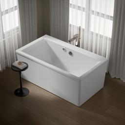Kohler Stargaze 60'' x 34'' freestanding bath with Bask heated surface and straight shroud - White - image 2