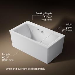 Kohler Stargaze 60'' x 34'' freestanding bath with Bask heated surface and straight shroud - White - image 3