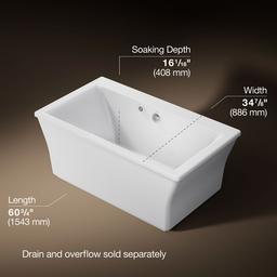 Kohler Stargaze 60'' x 34'' freestanding bath with Bask heated surface and fluted shroud - White - image 3