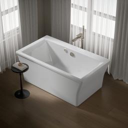 Kohler Stargaze 60'' x 34'' freestanding Heated BubbleMassageE air bath with Bask heated surface and fluted shroud - White - image 2