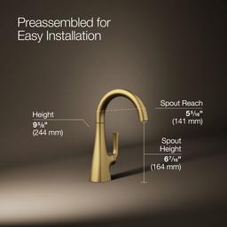 Kohler Graze Beverage faucet - Vibrant Brushed Moderne Brass - image 3