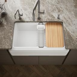 Kohler Riverby 35-3/4'' undermount single-bowl farmhouse workstation kitchen sink - White - image 2