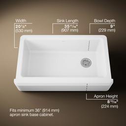 Kohler Riverby 35-3/4'' undermount single-bowl farmhouse workstation kitchen sink - White - image 3