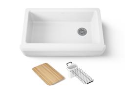 Kohler Riverby 35-3/4'' undermount single-bowl farmhouse workstation kitchen sink - White - image 1