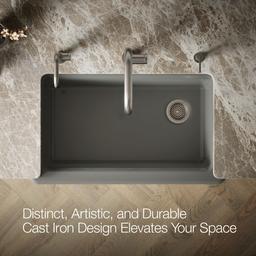 Kohler Riverby 35-3/4'' undermount single-bowl farmhouse workstation kitchen sink - Thunder Grey - image 4