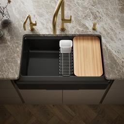 Kohler Riverby 35-3/4'' undermount single-bowl farmhouse workstation kitchen sink - Black - image 2