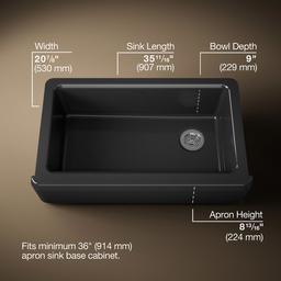 Kohler Riverby 35-3/4'' undermount single-bowl farmhouse workstation kitchen sink - Black - image 3