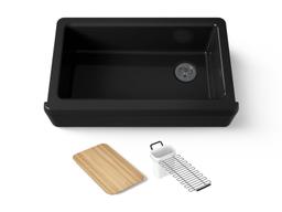Kohler Riverby 35-3/4'' undermount single-bowl farmhouse workstation kitchen sink - Black - image 1