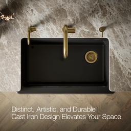 Kohler Riverby 35-3/4'' undermount single-bowl farmhouse workstation kitchen sink - Black - image 4