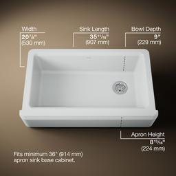 Kohler Riverby 35-3/4'' undermount single-bowl farmhouse workstation kitchen sink - Ice Grey - image 3
