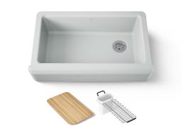 Kohler Riverby 35-3/4'' undermount single-bowl farmhouse workstation kitchen sink - Ice Grey - image 1