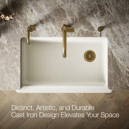 Kohler Riverby 35-3/4'' undermount single-bowl farmhouse workstation kitchen sink - Biscuit - image 4