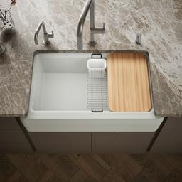 Kohler Riverby 35-3/4'' undermount single-bowl farmhouse workstation kitchen sink - Sea Salt - image 2