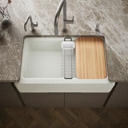 Kohler Riverby 35-3/4'' undermount single-bowl farmhouse workstation kitchen sink - Dune - image 2