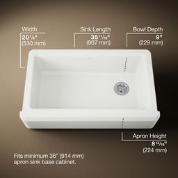 Kohler Riverby 35-3/4'' undermount single-bowl farmhouse workstation kitchen sink - Dune - image 3