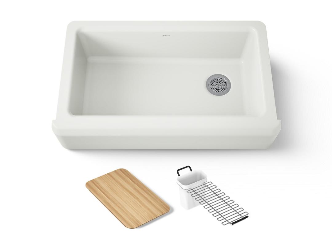 Kohler Riverby 35-3/4'' undermount single-bowl farmhouse workstation kitchen sink - Dune by Kohler