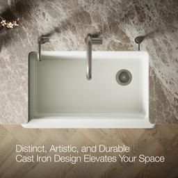 Kohler Riverby 35-3/4'' undermount single-bowl farmhouse workstation kitchen sink - Dune - image 4