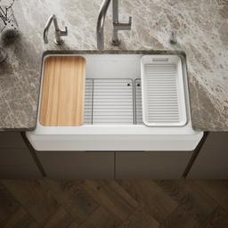Kohler Riverby 35-3/4'' undermount single-bowl farmhouse workstation kitchen sink - White - image 2