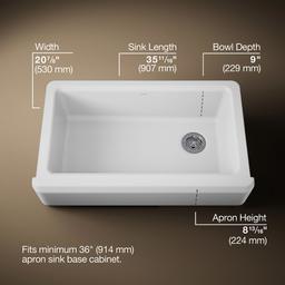 Kohler Riverby 35-3/4'' undermount single-bowl farmhouse workstation kitchen sink - White - image 3