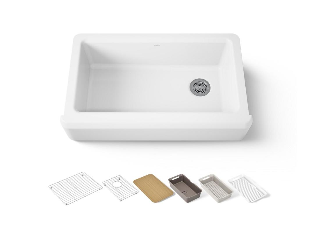 Kohler Riverby 35-3/4'' undermount single-bowl farmhouse workstation kitchen sink - White by Kohler