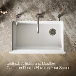 Kohler Riverby 35-3/4'' undermount single-bowl farmhouse workstation kitchen sink - White - image 4