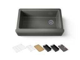 Kohler Riverby 35-3/4'' undermount single-bowl farmhouse workstation kitchen sink - Thunder Grey - image 1