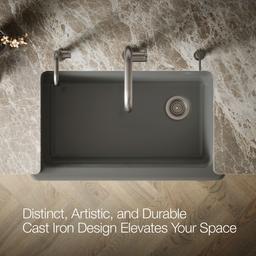 Kohler Riverby 35-3/4'' undermount single-bowl farmhouse workstation kitchen sink - Thunder Grey - image 4