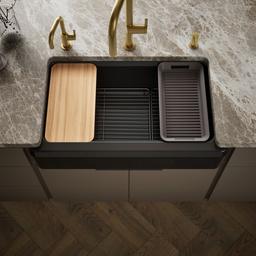 Kohler Riverby 35-3/4'' undermount single-bowl farmhouse workstation kitchen sink - Black - image 2