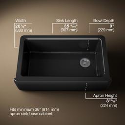 Kohler Riverby 35-3/4'' undermount single-bowl farmhouse workstation kitchen sink - Black - image 3