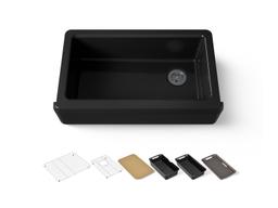 Kohler Riverby 35-3/4'' undermount single-bowl farmhouse workstation kitchen sink - Black - image 1