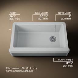 Kohler Riverby 35-3/4'' undermount single-bowl farmhouse workstation kitchen sink - Ice Grey - image 3