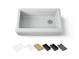 Kohler Riverby 35-3/4'' undermount single-bowl farmhouse workstation kitchen sink - Ice Grey - image 1