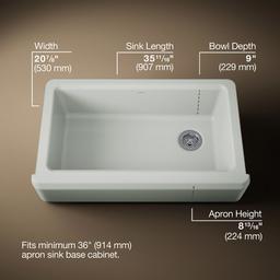 Kohler Riverby 35-3/4'' undermount single-bowl farmhouse workstation kitchen sink - Sea Salt - image 3
