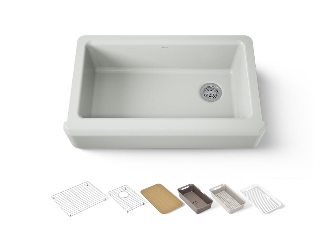Kohler Riverby 35-3/4'' undermount single-bowl farmhouse workstation kitchen sink - Sea Salt by Kohler