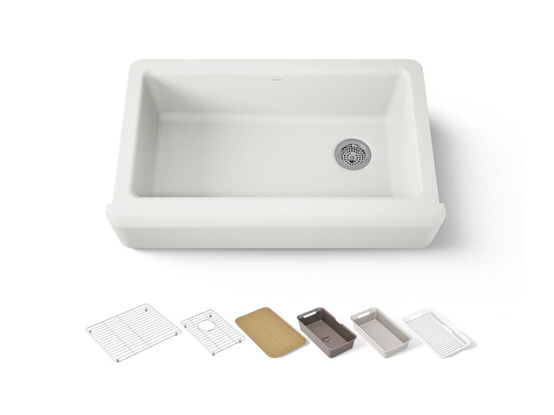 Kohler Riverby 35-3/4'' undermount single-bowl farmhouse workstation kitchen sink - Dune by Kohler