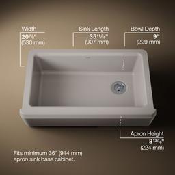 Kohler Riverby 35-3/4'' undermount single-bowl farmhouse workstation kitchen sink - Truffle - image 3